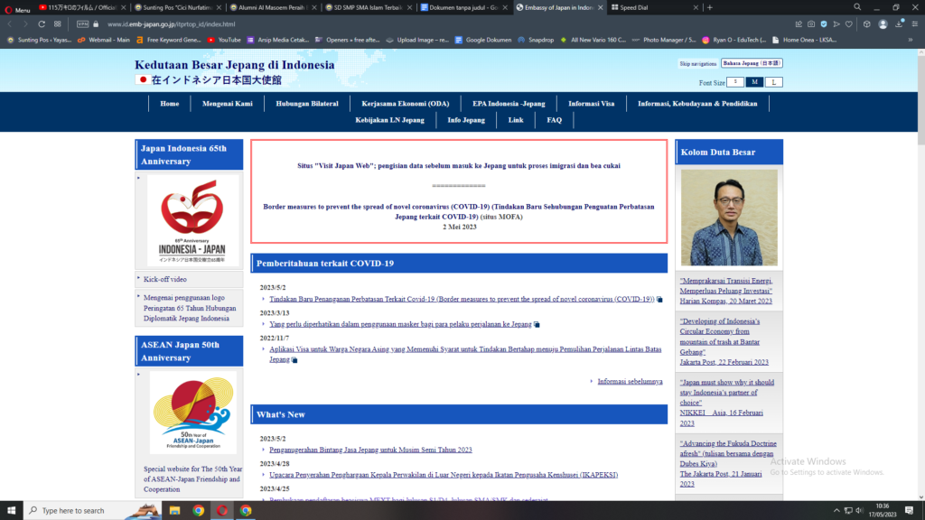 Website Resmi Kedutaan Besar Jepang di Indonesia