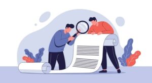 Google Image Result for https www shutterstock.com image vector two people analyzing long document 600nw