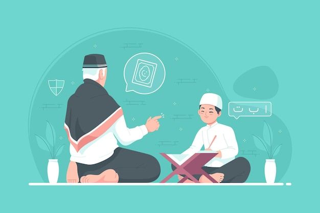 Islamic quran tutor teach to read the quran Premium Vector