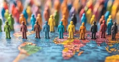 Colorful map global trends in workforce development and labor markets